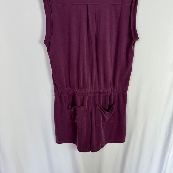 Lou & Grey Shorts Romper Size Large Maroon/Purple Sleeveless Drawstring Waist - Picture 4 of 8